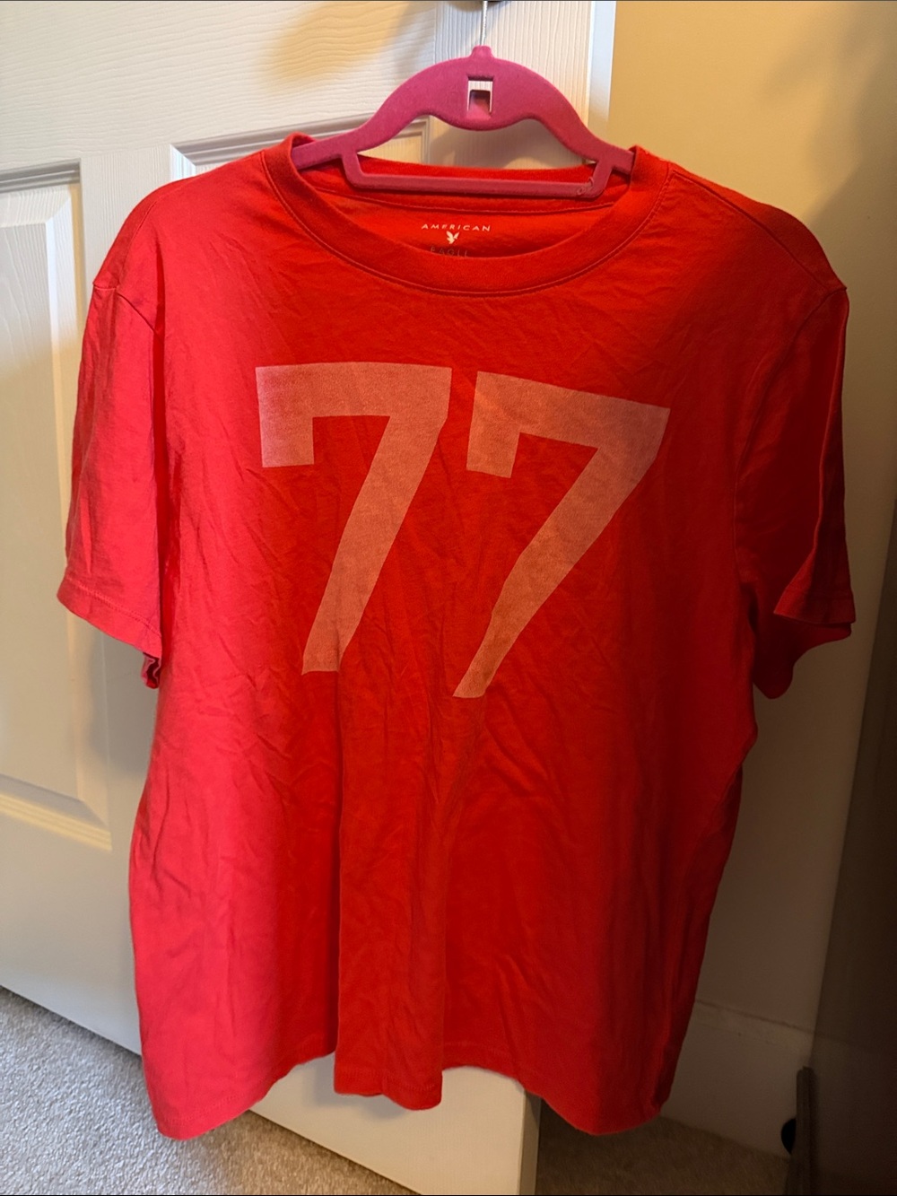 American Eagle Outfitters Red '77' Short Sleeve Tee